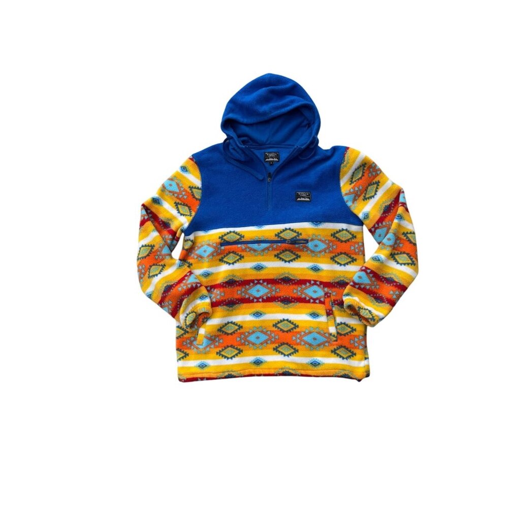 Massive Alaskan Fleece Pullover Hoodie With Half-Zip In Multicolor Aztec Pattern